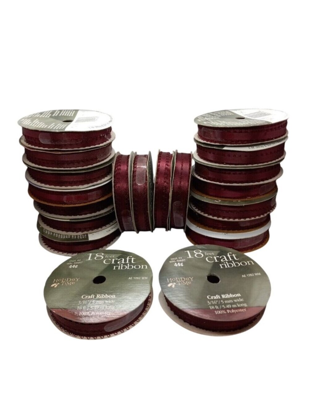 Picot Edge Burgundy Craft Ribbon 18 Ft 3/16 Wide 100% Polyester 20 Spools Sewing